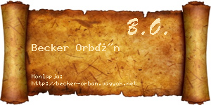 Becker Orbán névjegykártya